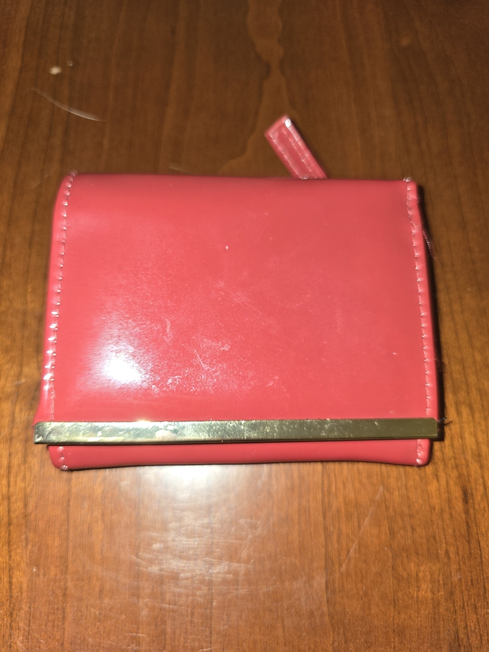 Mundi Compact Red Women's Wallet with Gold Accent Bar, Brand New, Never Used